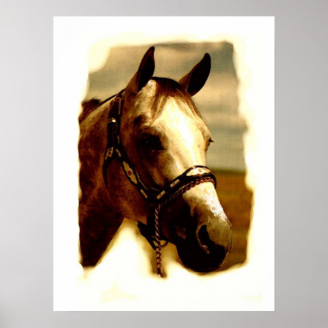 Póster Pintura de retrato de caballo (Frente)