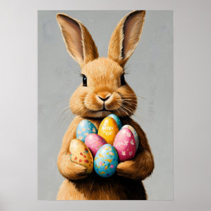 Póster Pintura de retrato de conejo de Pascua
