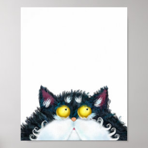 Póster Pintura de retrato de gato de Personalizado negro 