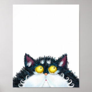 Póster Pintura de retrato de gato de Personalizado negro