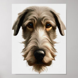 Póster Pintura de retrato de Mascota lobo irlandés aislad