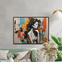 Póster Pintura de retrato de mujer elegante y abstracta