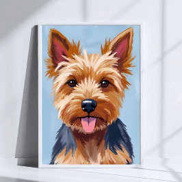 Póster Pintura de retrato de perro Terrier de Yorkshire