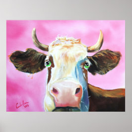 Póster Pintura de retrato de vaca mate