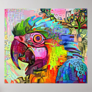 Póster Pintura de retrato impresionista abstracto de loro