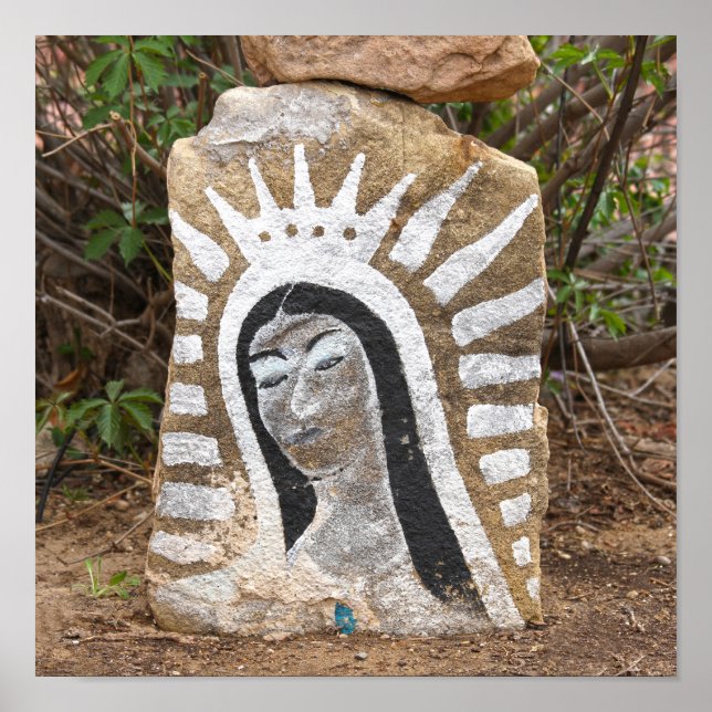 Póster Pintura de roca de Nuestra Señora de Guadalupe, Al (Frente)