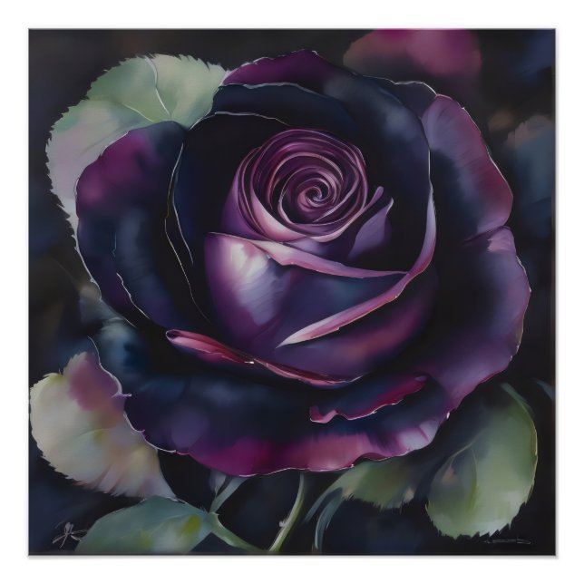Póster Pintura de Rosa violeta (Anverso)