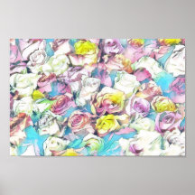 Pintura de rosas rosa Imprimir, papel Poster de va