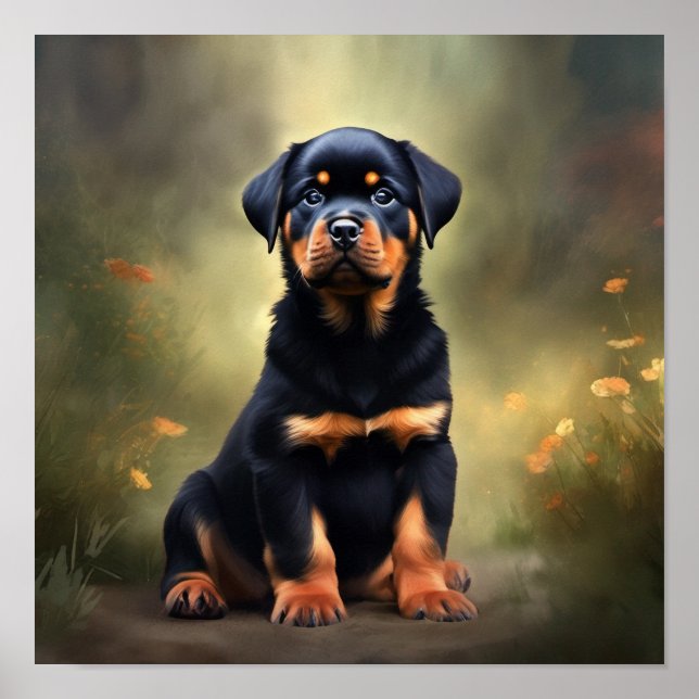 Póster Pintura de rottweiler (Frente)