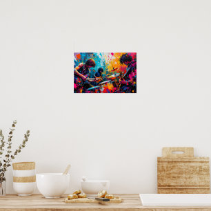 Póster Pintura de salpicaduras inspirada en la música