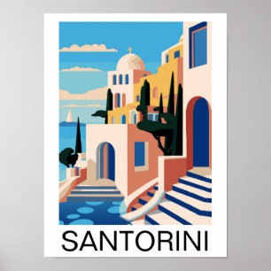 Póster Pintura de Santorini Grecia