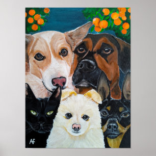 Póster Pintura de selfie de mascota de Alfred Fox