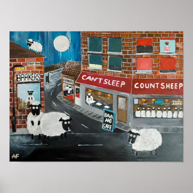 Póster Pintura de Sheep Town de Alfred Fox (Frente)