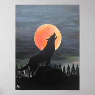 Póster Pintura de silueta de lobo de Alfred Fox