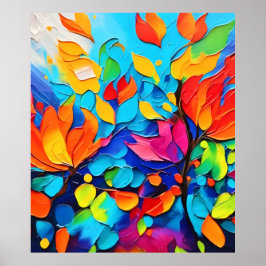 Póster Pintura de sinfonía floral vibrante