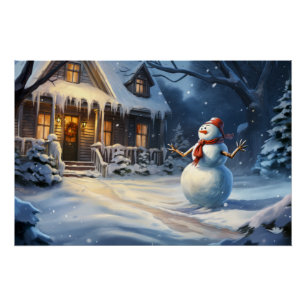 Póster Pintura de Snowman