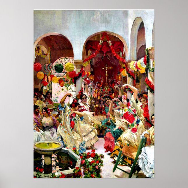 Póster Pintura de Sorolla - Sevilla, danza (Frente)