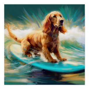 Póster Pintura de surf Cocker Spaniel Beach