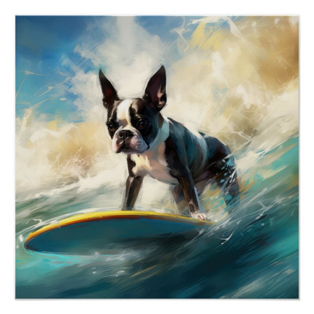 Póster Pintura de surf en Boston Terrier Beach (Anverso)
