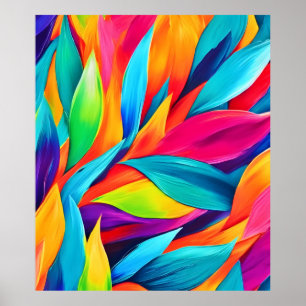 Póster Pintura de tapiz de hoja tropical