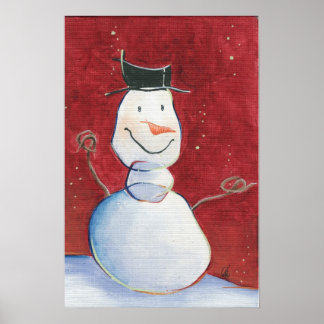 Póster Pintura de tela de Snowman