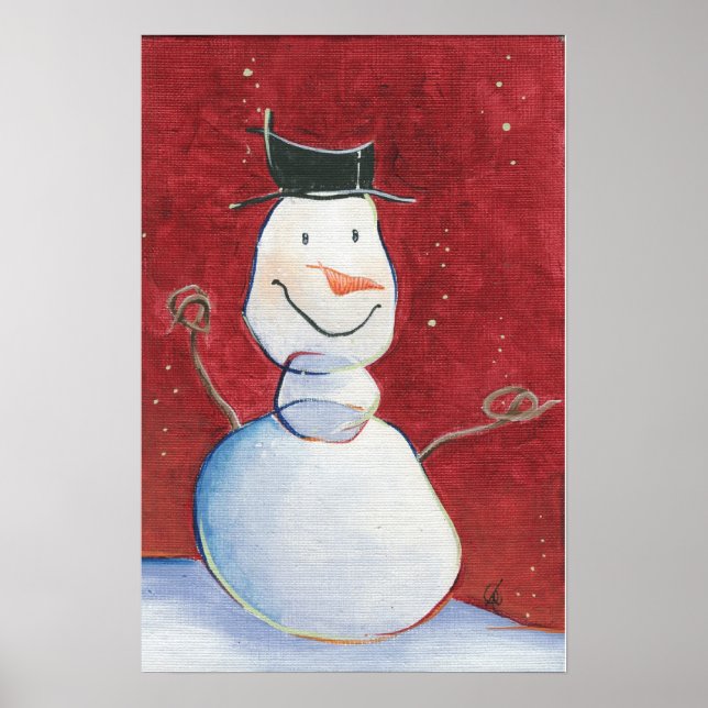 Póster Pintura de tela de Snowman (Frente)