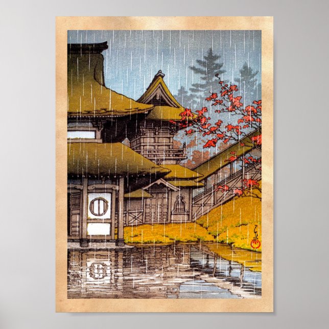 Póster Pintura de templo oriental japonés de Guay (Frente)