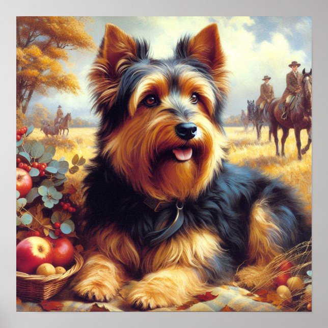 Póster Pintura de Terrier Australiano Vintage (Frente)
