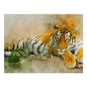 Póster Pintura de tigre