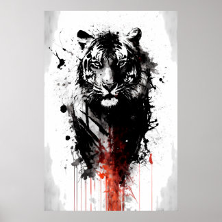 Póster Pintura de tigre de tinta
