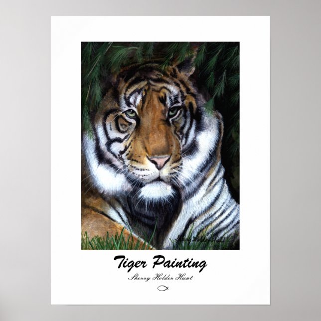 Póster Pintura de tigres - Personalizada (Frente)