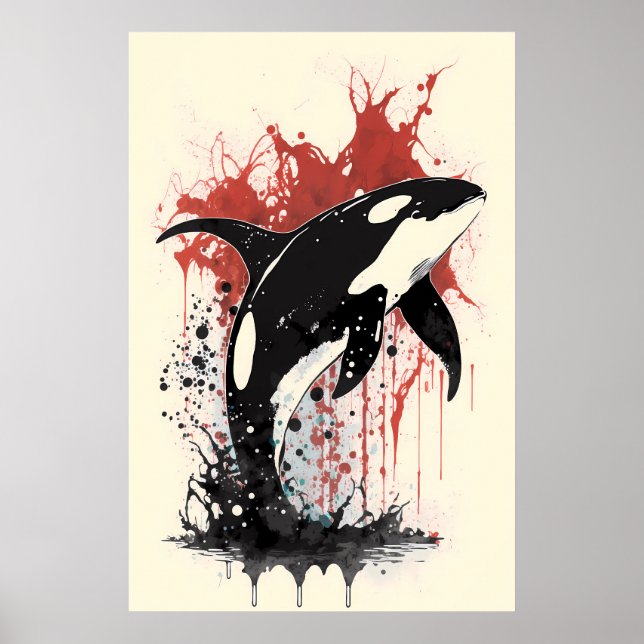 Póster Pintura de tinta de ballena asesina (Frente)