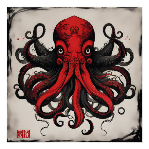 Póster Pintura de tinta de Cthulhu