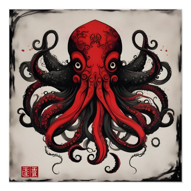 Póster Pintura de tinta de Cthulhu (Anverso)