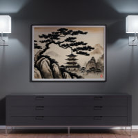 Pintura de tinta de paisajes japoneses