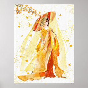 Póster Pintura de tinta de reina china