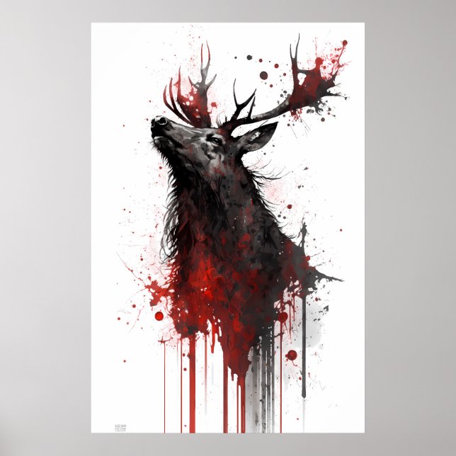 Póster Pintura de tinta de un alce (Frente)