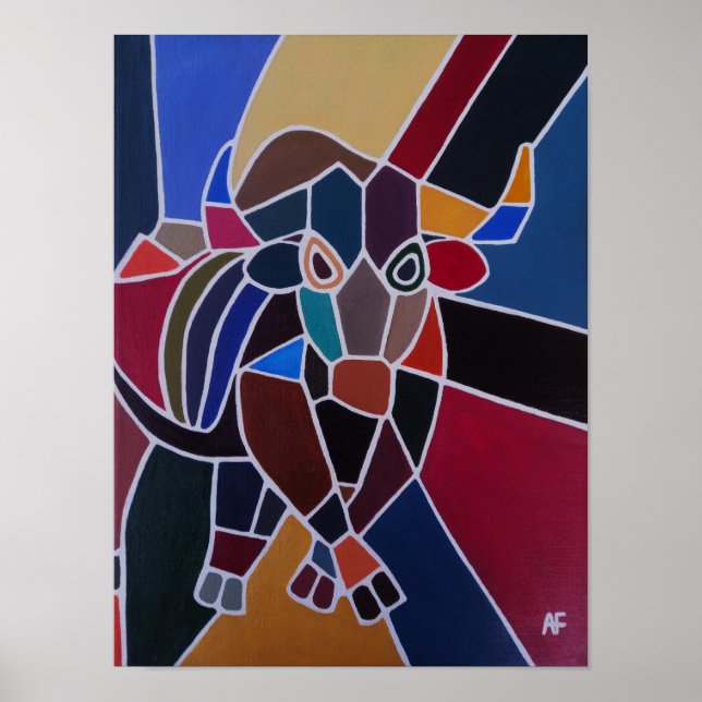 Póster Pintura de toro abstracto de Alfred Fox (Frente)