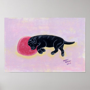 Póster Pintura de última hora de Labrador Negro