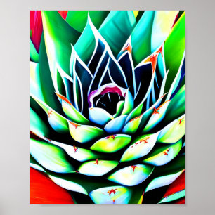 Póster Pintura de un Agave colorido