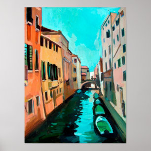 Póster Pintura de un canal veneciano