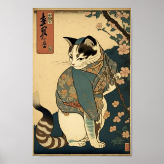 Póster Pintura de un gato al estilo de Kuniyoshi