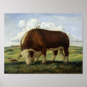 Póster Pintura de un toro de Hereford