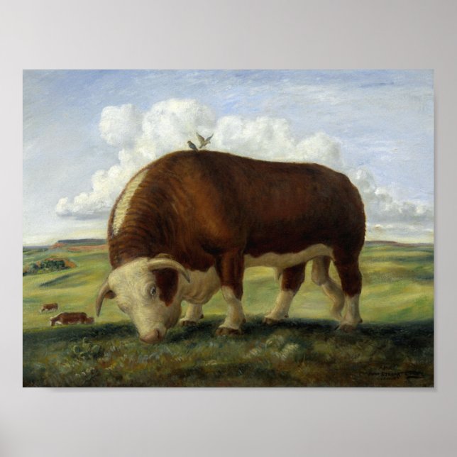 Póster Pintura de un toro de Hereford (Frente)