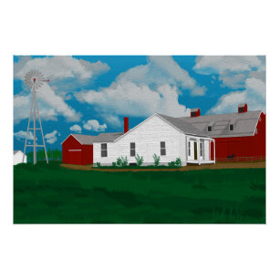 Póster Pintura de una antigua granja en Michigan