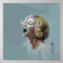 Póster Pintura de una sonrisa rubia Chica