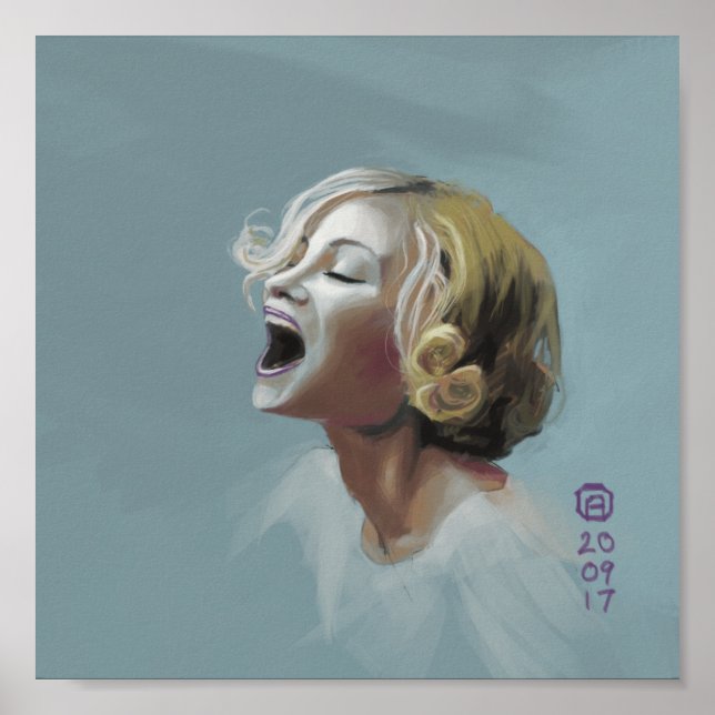 Póster Pintura de una sonrisa rubia Chica (Frente)