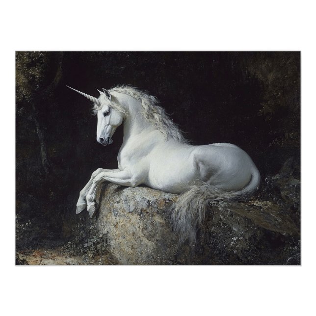 Póster Pintura de Unicornio de estilo antiguo (Anverso)