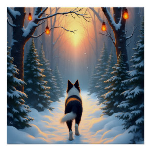 Póster Pintura de vacaciones de Border Collie caminando e