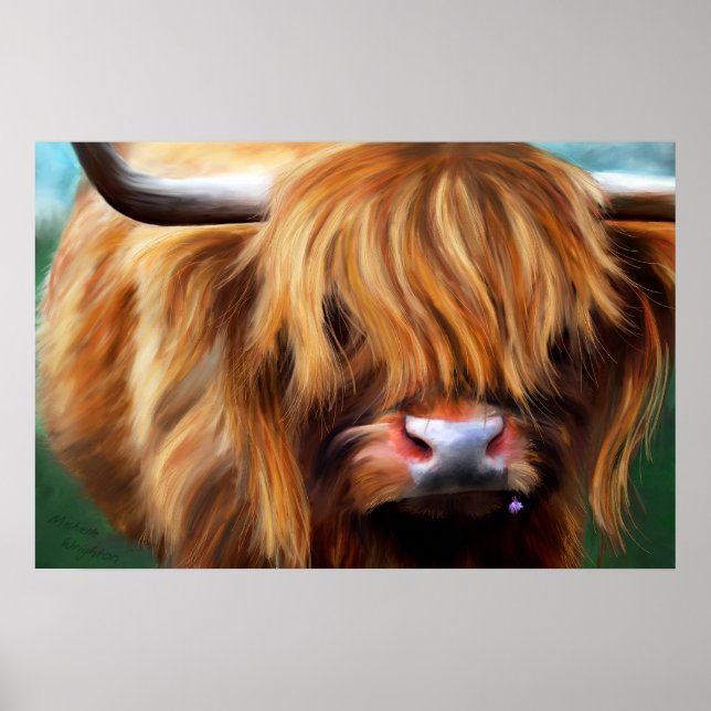 Póster Pintura de vacas de Highland (Frente)
